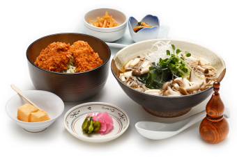 きのこそばと ソースカツ丼膳